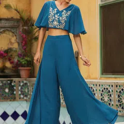 Janasya Embroidered Top With Palazzo Co-Ords-image-20