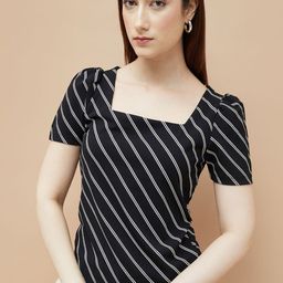 CODE by Lifestyle Women Vertical Stripes Printed Square Neck Top-image-86
