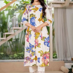 Pistaa Women Floral Printed Regular Pure Cotton Kurta with Palazzos-picture-14
