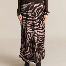 MANGO Animal Print Satin Maxi Skirt-image-49