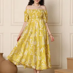 Aawari Floral Print Off-Shoulder Maxi Dress-image-26