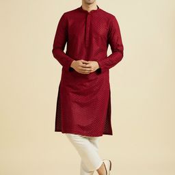 Manyavar Floral Embroidered Mandarin Collar Chikankari Kurta With Trousers-image-53