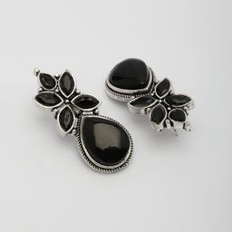 Anouk Silver Plated Artificial Stones Teardrop Shaped Drop Earrings image 3