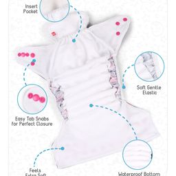 Babyhug Free Size Reusable Cloth Diaper With Insert Elephant Print - Violet image 4