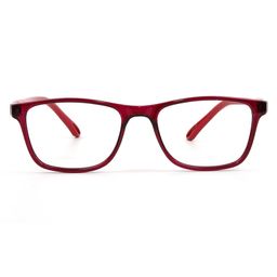 Optify Blue Light Blocking Zero Power Glasses Rectangle Shape - Maroon image 4