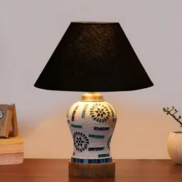Aura Conical Black & White Printed Glass Frustum Shaped Table Lamp-13