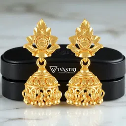 VIVASTRI Women Alloy Gold Plated Floral Jhumkas Earrings-picture-26