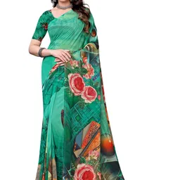 PARVOTSAV Turquoise Blue Polyester Saree-image-25