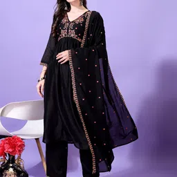 KALINI Women Ethnic Motifs Embroidered Regular Kurta with Palazzos & With Dupatta-image-75