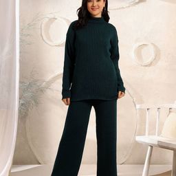 ETC Self Design Mock Collar Acrylic Sweater With Trousers-picture-43