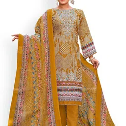 DRAVINAM Trends Floral Embroidered Thread Work Pure Cotton Unstitched Dress Material-picture-24