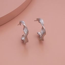 Kushal's Fashion Jewellery Rhodium-Plated Classic Half Hoop Earrings-6