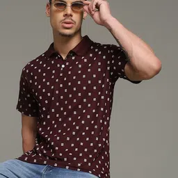 Nins Moda Geometric Printed Polo Collar Cotton T-shirt-picture-24