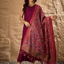 InWeave Women Regular Kurta with Palazzos & With Dupatta image 3