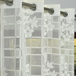 UrbanArts Cream-Coloured Embroidered Sheer Door Curtain-picture-49