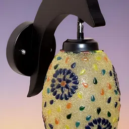 KINIS Black & Yellow Frustum Shaped Wooden Wall Lamp-25
