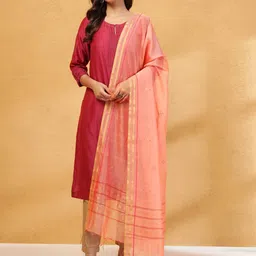 Fabindia Ethnic Motifs Woven Design Zari Chanderi Cotton Silk Dupatta-picture-8