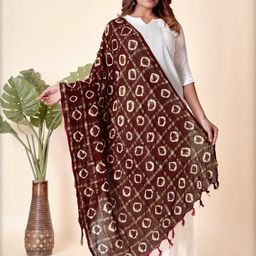 EBADAT Printed Maroon Cotton Dupatta-57