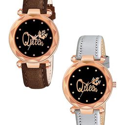 CSAMON Women Pack of 2 Printed Dial & Straps Analogue Watch GR379RG Q BRO Vel GREY L-image-52