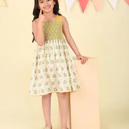 Fabindia Girls Ethnic Motifs Printed Shoulder Straps A-Line Dress-picture-15