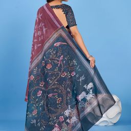 Anouk Rustic Floral Linen Blend Bagh Saree image 2
