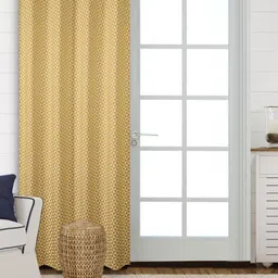 Saral Home Yellow & Off White Geometric Black Out Door Curtain-picture-11