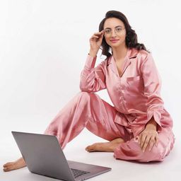 ISLAY Women Lapel Collar Satin Night suit-image-28