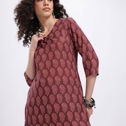 Anouk Rustic Paisley Printed V-Neck Kurti-picture-28