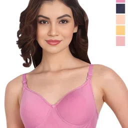 Liigne Women Pack Of 5 Full Coverage Lightly Padded Cotton Bra-picture-57