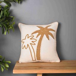 Aura White & Brown Embroidered Square Cushion Covers-image-69