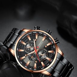 Curren Men Brass Dial & Stainless Steel Straps Analogue Watch CR-8351-RG-Black-image-19
