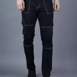 SZN Men Classic Regular Fit Mid-Rise Front Seam Cotton Denim Jeans-image-36