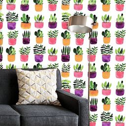 ArtzFolio Printed UV-Resistant Anti-Bacterial Colorful Plants Pots Peel & Stick Wallpaper-image-48