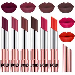 VOLO Set Of 6 Creme Matte Lipsticks - Wine-Rose Pink-Coffee-Chocolate-Passion Pink-Coral-124
