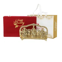 INTERNATIONAL GIFT Laxmi Ganesh Saraswati Showpiece With Happy Birthday Tag & Velvet Box-image-60