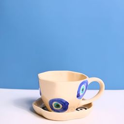 WEAVING HOMES White & Blue Printed Ceramic Glossy Mugs Set of Cups and Mugs-15