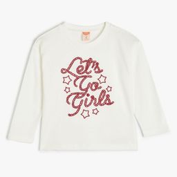Koton Girls Typography Printed V-Neck Applique T-shirt-picture-37