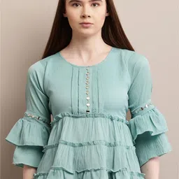 69 FASHION STREET Women Solid Ruffles Georgette Peplum Top-image-66