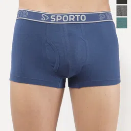 Sporto by Macho Pack Of 4 Mid Rise Combed Cotton Short Trunks-picture-1