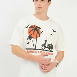 Mast & Harbour Graphic Printed Round Neck Short Sleeves Pure Cotton Relaxed Fit T-shirt-picture-35