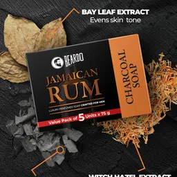 BEARDO Men Set of 5 Jamaican Rum Perfumed Luxury Soap with Charcoal - 75g each image 3