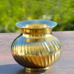 StyleMyWay Gold Toned Brass Lota With Grooves-51