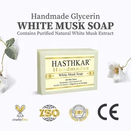 Hasthkar Set of 3 Handmade White Musk Soap for All Skin Types - 125 g  Each image 5