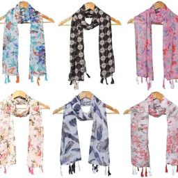 Printed Chiffon Women Multicolor Scarf, Stole, Fancy Scarf-image-41
