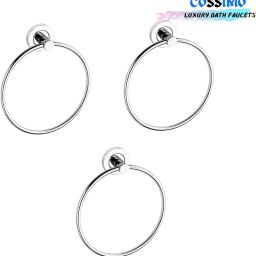 - CTR-02 - Stainless Steel Towel Ring for Bathroom/Wash Basin/Napkin-Towel Hanger/Bathroom Accessories (Chrome-Round) - Set of 3 pcs SILVER Towel Holder-0