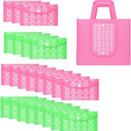 Pack of 24 Smile Foldable Grocery/Shopping Bags For Women | Pink & Green Pack of 24 Grocery Bags-image-80