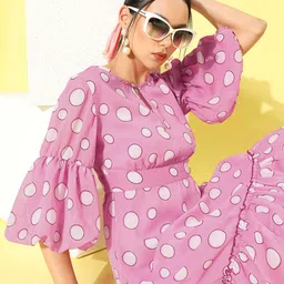 Antheaa Pink Georgette Midi Dress-image-37