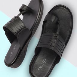 FAUSTO Men Textured One Toe Comfort Sandals-picture-18