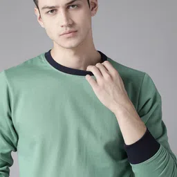 Roadster Men Green Solid Sweatshirt-image-8