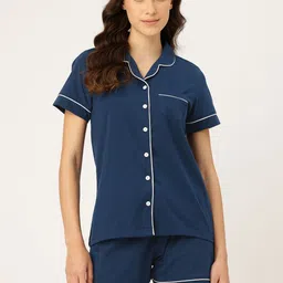 Nite Flite Shirt Collar Pure Cotton Night suit-image-11